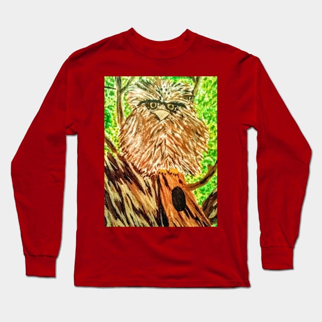 Grumpy Ol' Owl Long Sleeve T-Shirt by Terri's Fun Owls